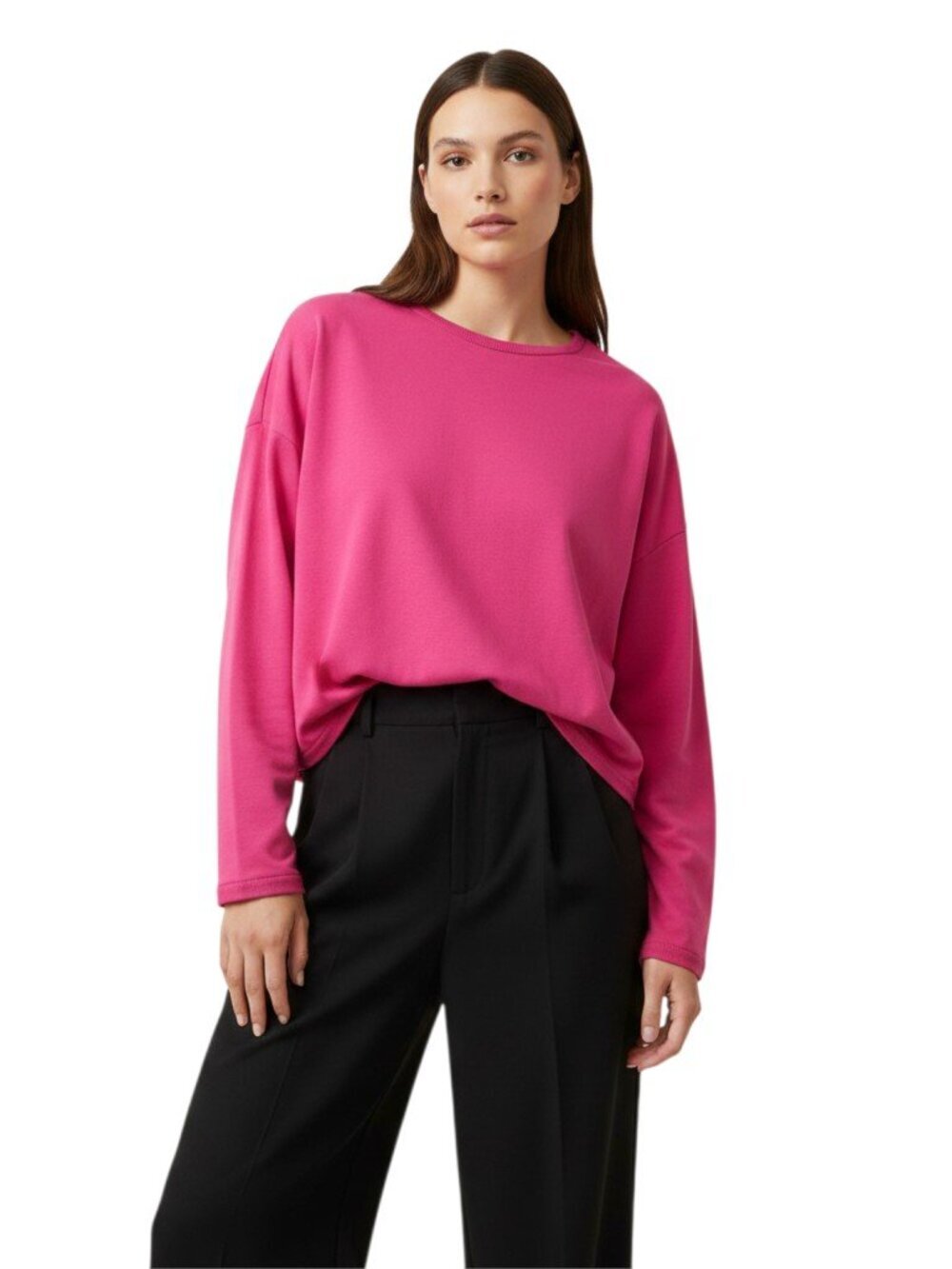 Eileen Fisher Oversized Bright Pink Long Sleeve Top L | Boxy Fit | Tencel Blend